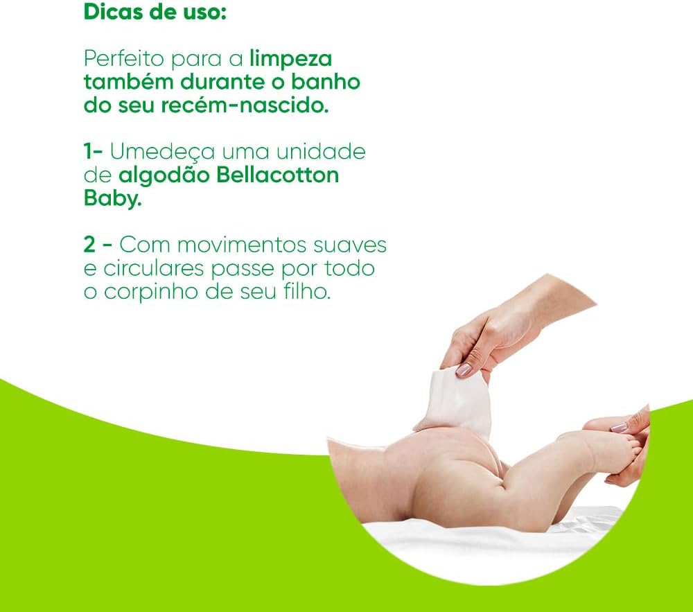 Bellacotton Algodao Quadrado Baby Bellacotton 100 Un. (Lv100Pg85) - Imagem 4