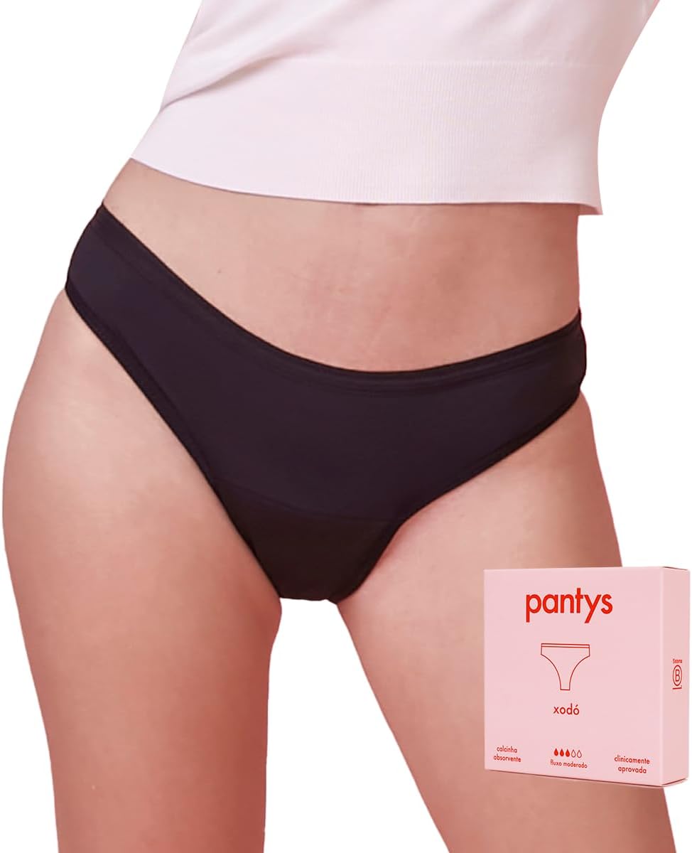 Calcinha Absorvente Menstrual, Fluxo Moderado, Pantys, Xodó, Feminino, Preto - Imagem 2
