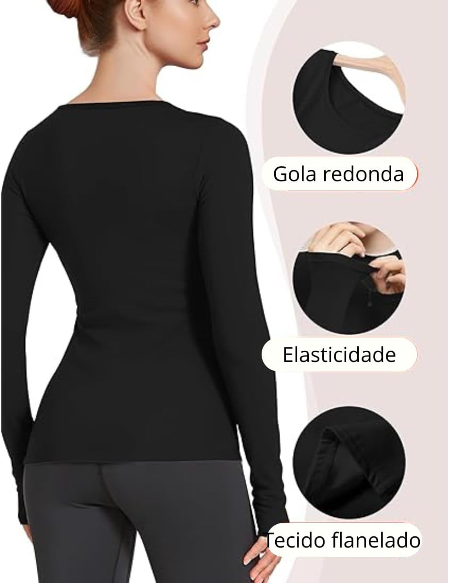 Blusa Térmica Manga Longa Feminina Peluciada Inverno - Imagem 5