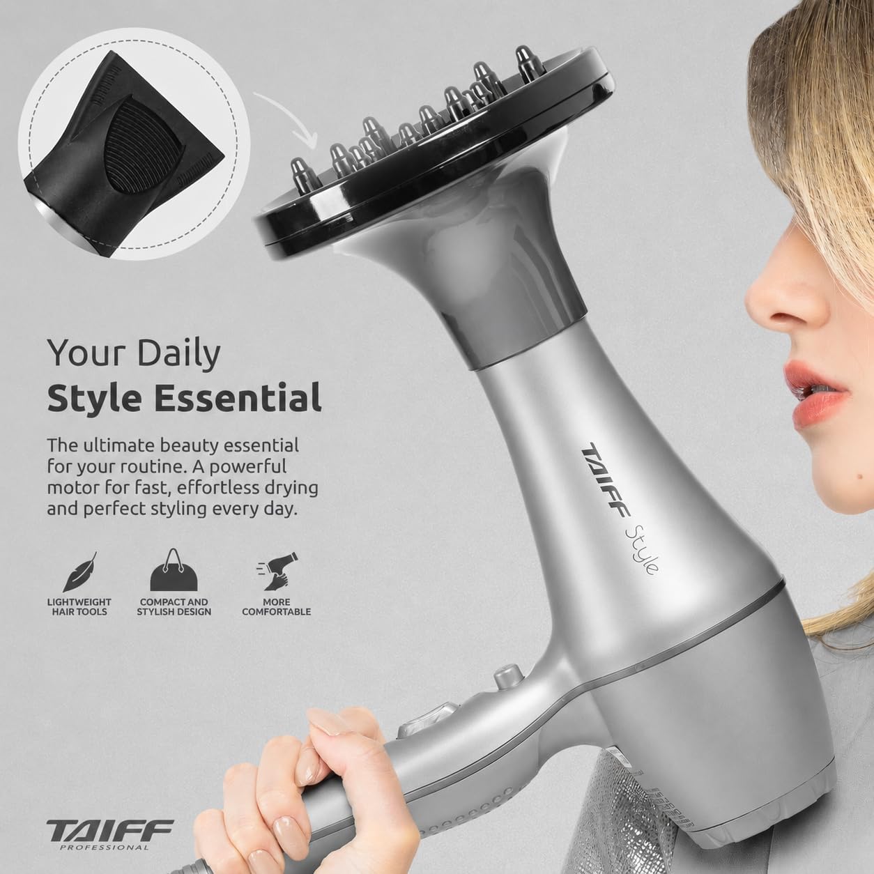 Secador 2000w 127v, Taiff, Style 333, Preto, Pequeno - Imagem 3