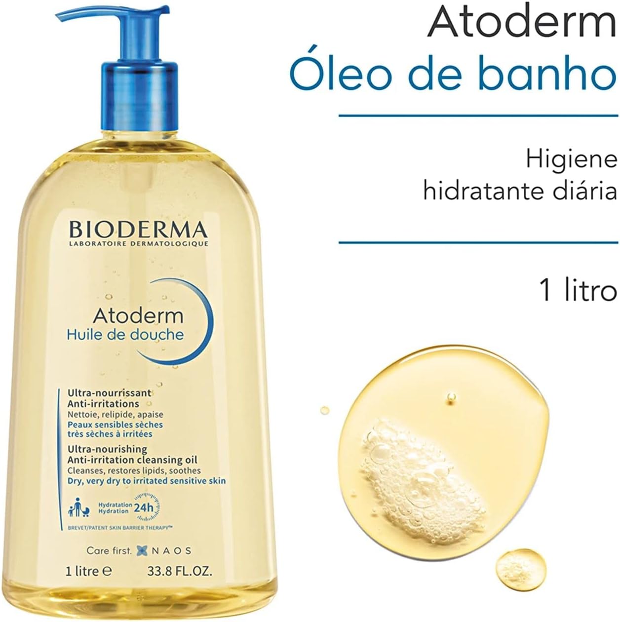 Bioderma Atoderm Óleo De Banho - Higiene Hidratante Diária 1 Litro - Imagem 3