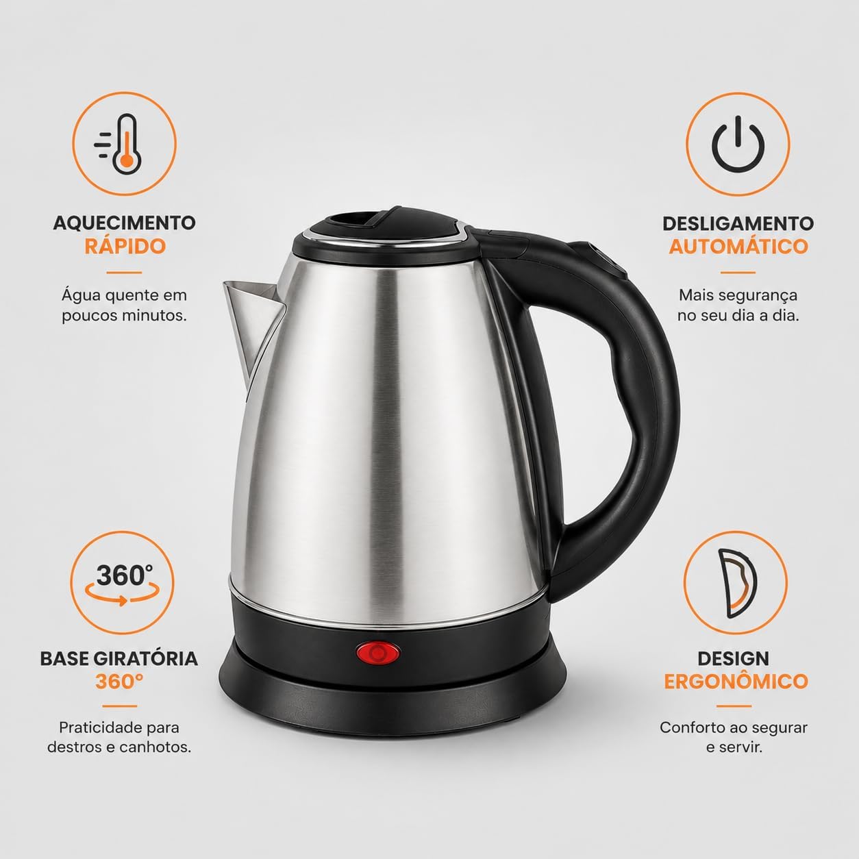 Chaleira Elétrica Inox 1,8 Litro (110v) - Imagem 7