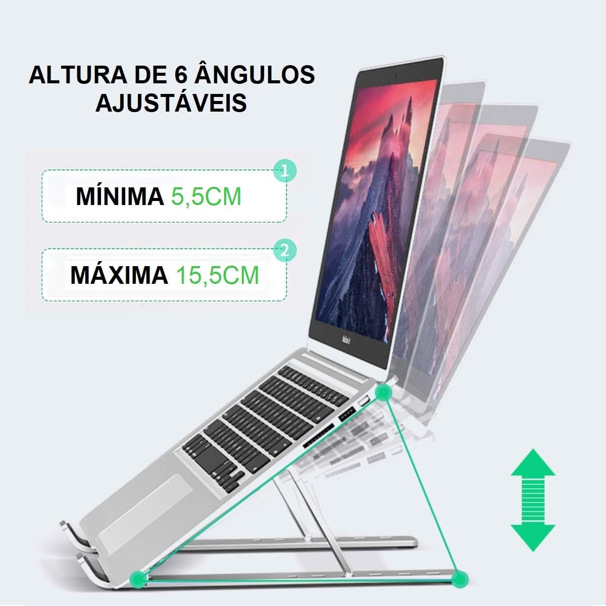 Suporte Para Notebook E MacBook em Alumínio com Altura Ajustável - Imagem 4