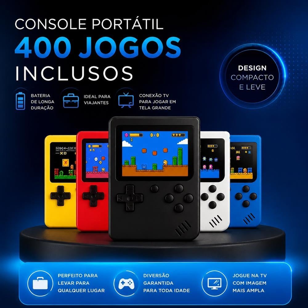 Super Mini Video Game Portátil 400 Em 1 Retrô (Preto) - Imagem 8