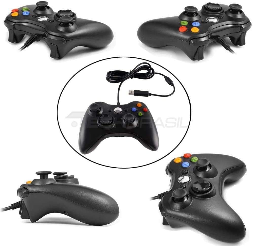 Controle Usb Com Fio Para Xbox 360 Computador Notebook Preto - Imagem 4
