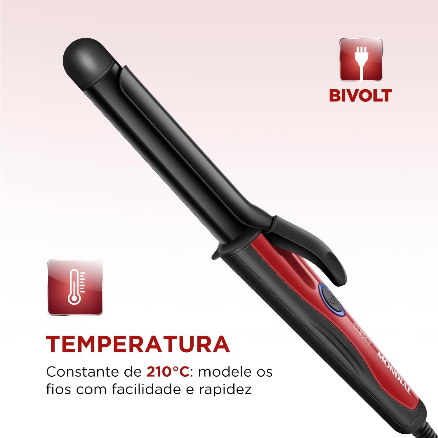 MONDIAL Modelador de Cachos, Preto/Vermelho, Bivolt - EM-12 - Imagem 5
