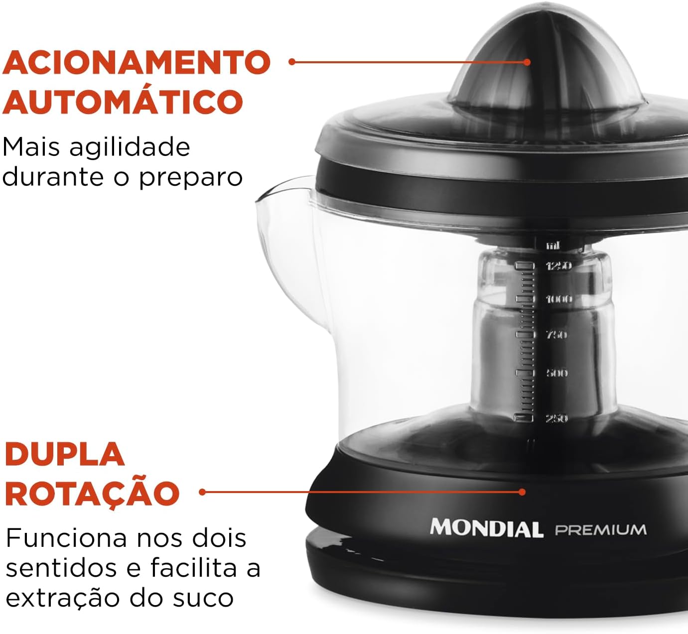 MONDIAL Espremedor Premium, Preto, 30W, 220V - E-02 - Imagem 6