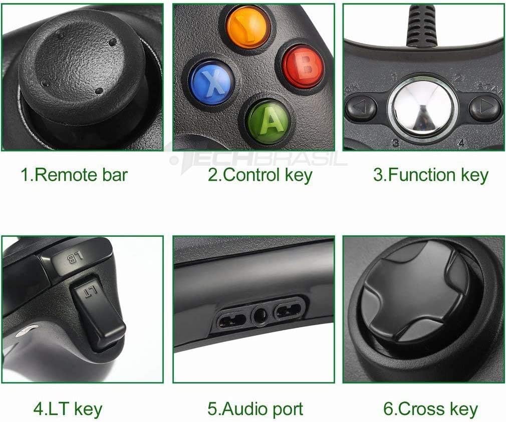 Controle Usb Com Fio Para Xbox 360 Computador Notebook Preto - Imagem 5