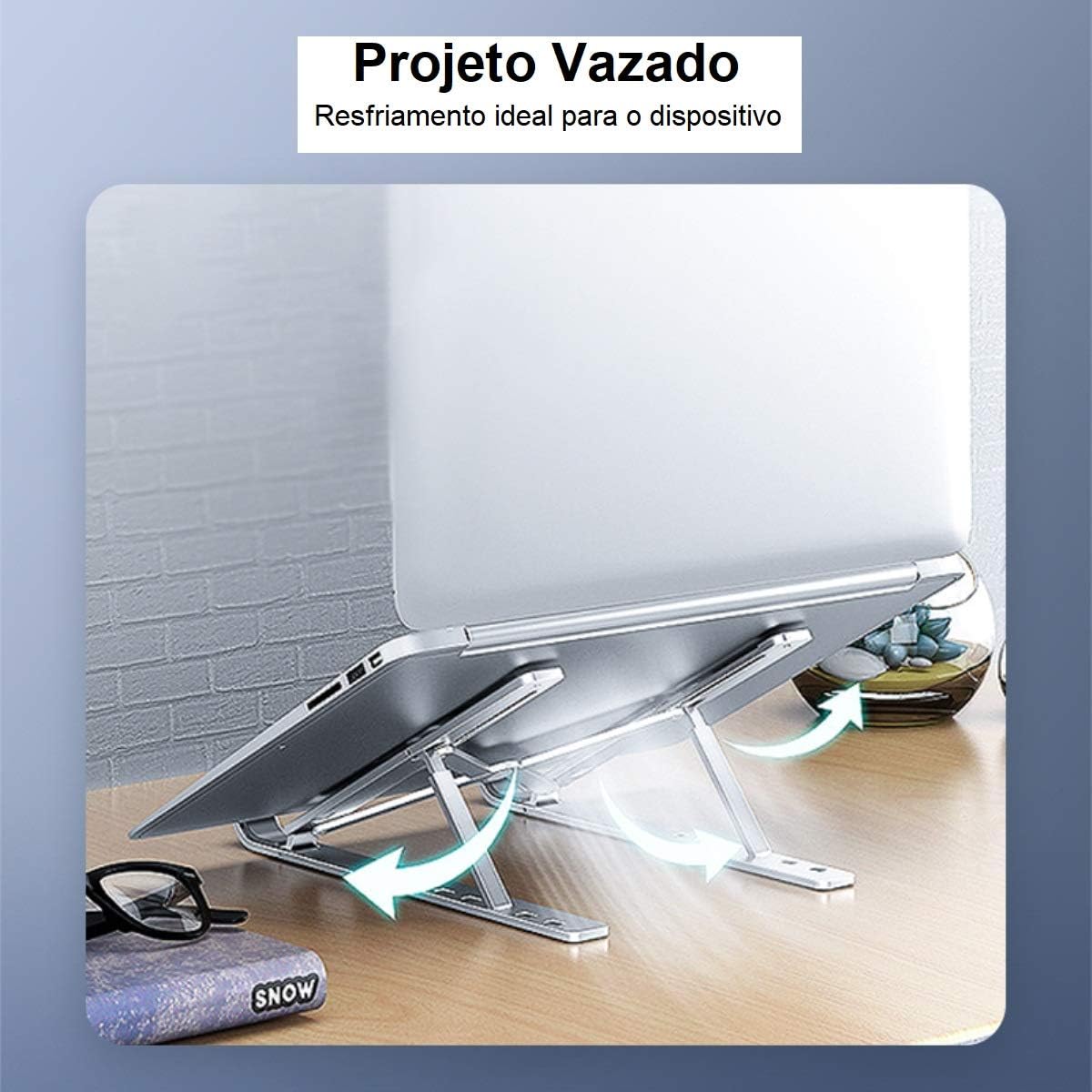 Suporte Para Notebook E MacBook em Alumínio com Altura Ajustável - Imagem 3