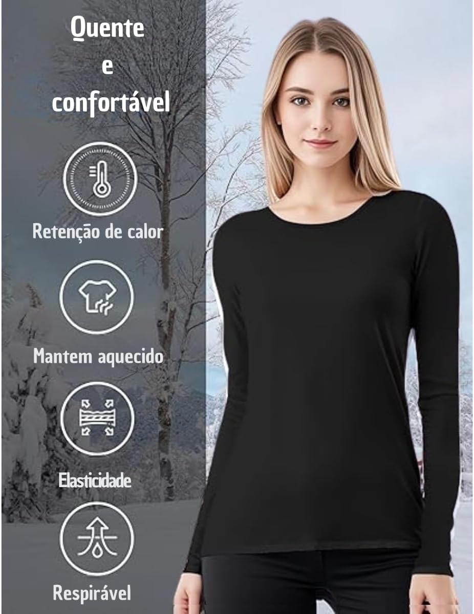 Blusa Térmica Manga Longa Feminina Peluciada Inverno - Imagem 4
