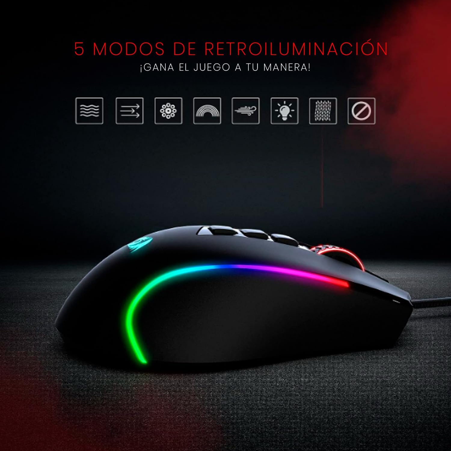 Mouse Gamer Redragon Predator RGB M612-RGB, Preto - Imagem 7