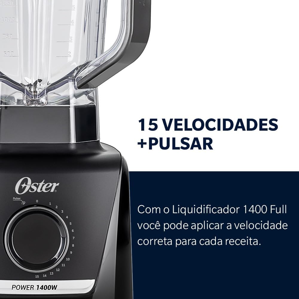 Liquidificador 1400 Full Oster Preto 3,2L - 127V - Imagem 8