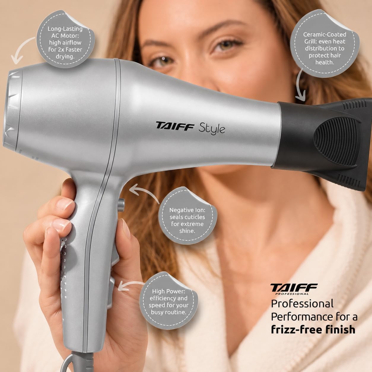 Secador 2000w 127v, Taiff, Style 333, Preto, Pequeno - Imagem 6