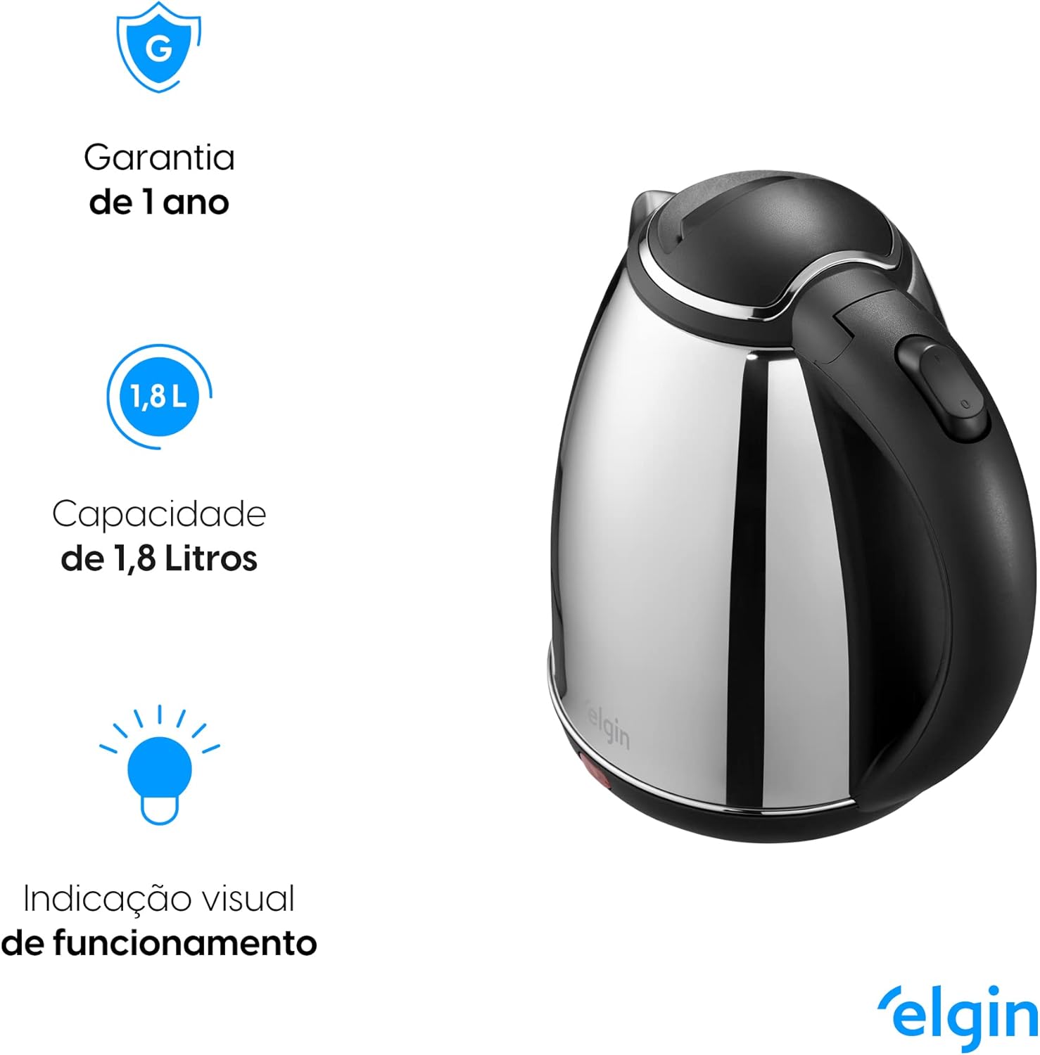 Chaleira Elétrica Elgin Cha10 1,8L Sem Fio com Desligamento Automático - Imagem 4