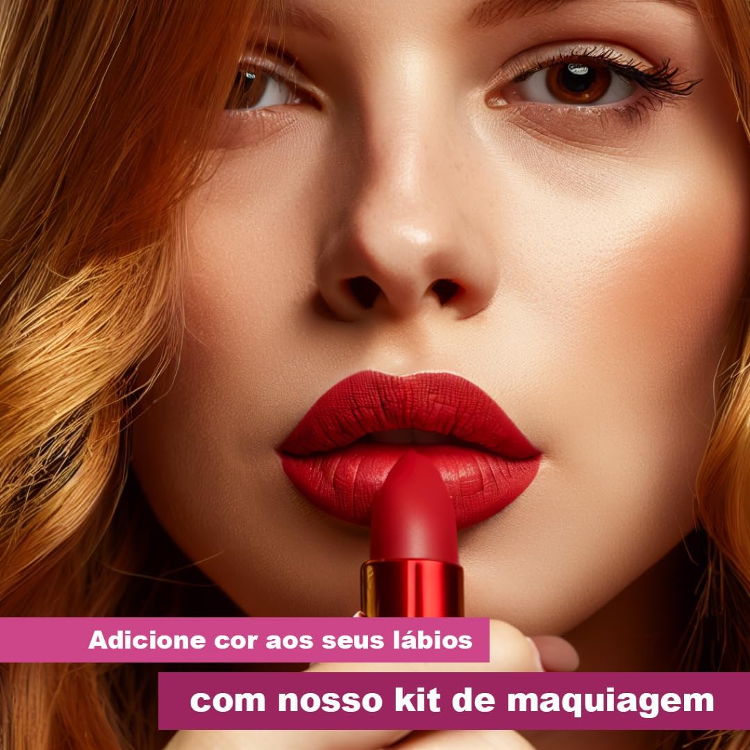 Kit maquiagem e completo pincéis batom presente (Base Clara) - Imagem 8