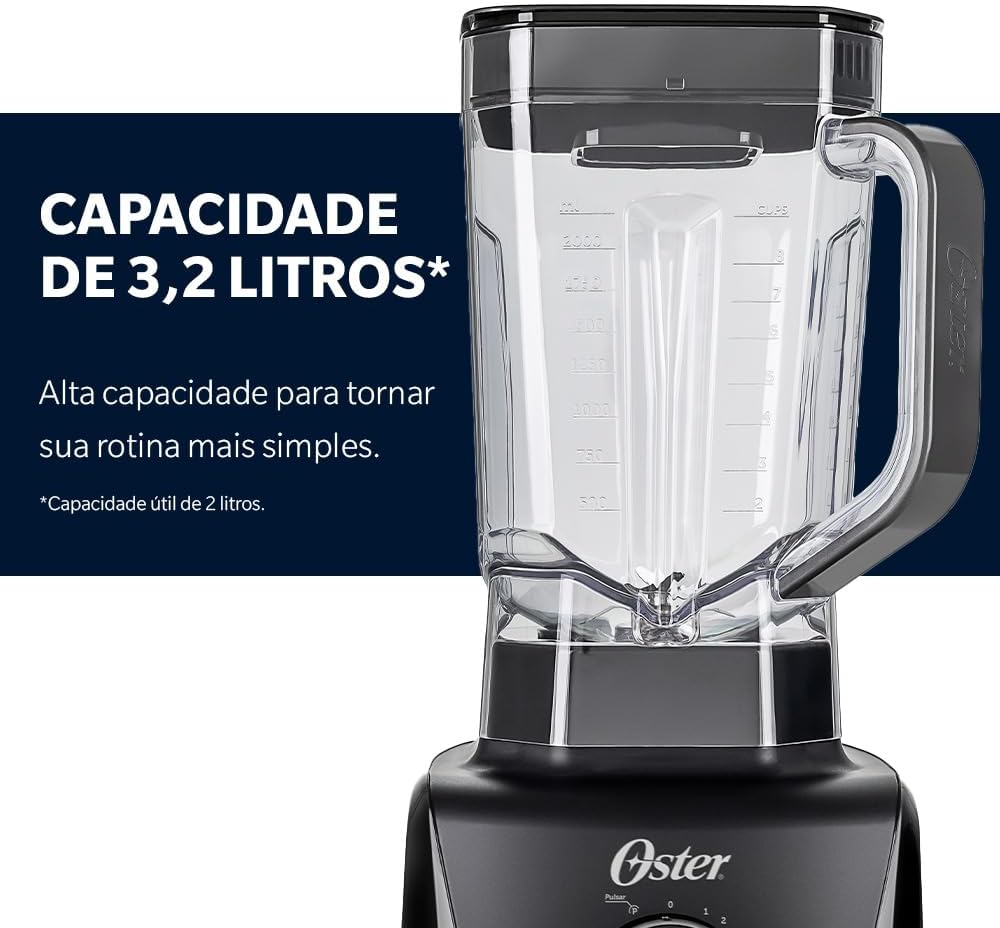 Liquidificador 1400 Full Oster Preto 3,2L - 127V - Imagem 4