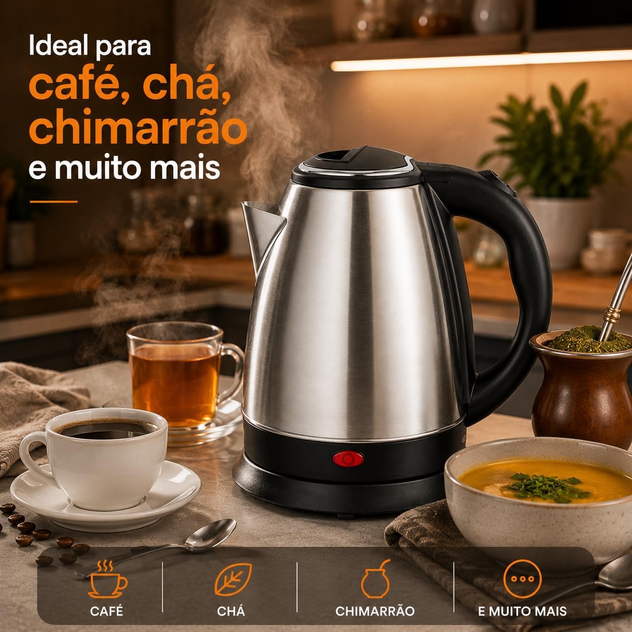 Chaleira Elétrica Inox 1,8 Litro (110v) - Imagem 5