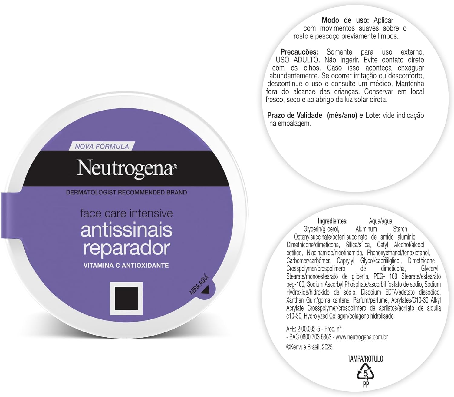 Neutrogena Hidratante Facial Antissinais Reparado Face Care Intensive, 100g - Imagem 5
