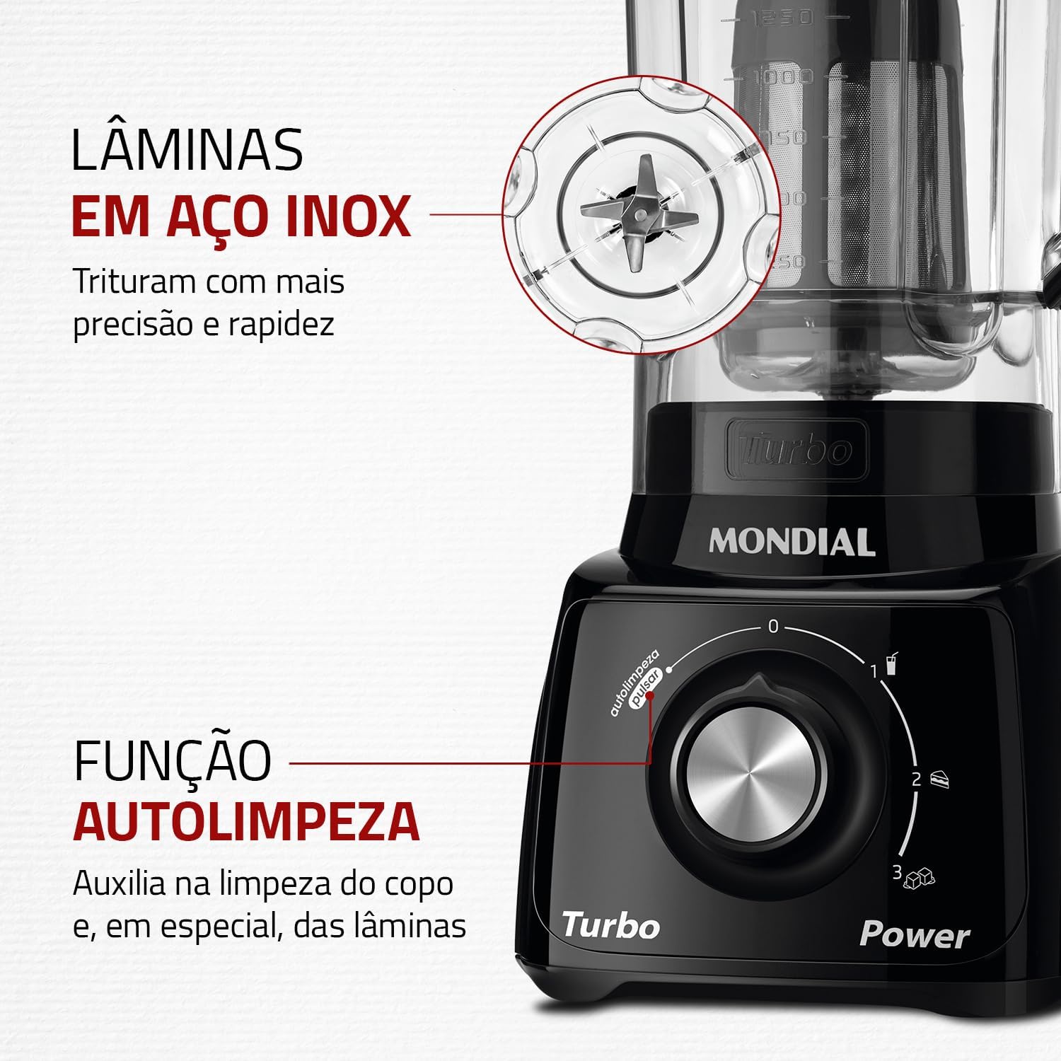 Liquidificador MONDIAL Turbo Power, 550W, 220V | Preto, L-99 FB - Imagem 6