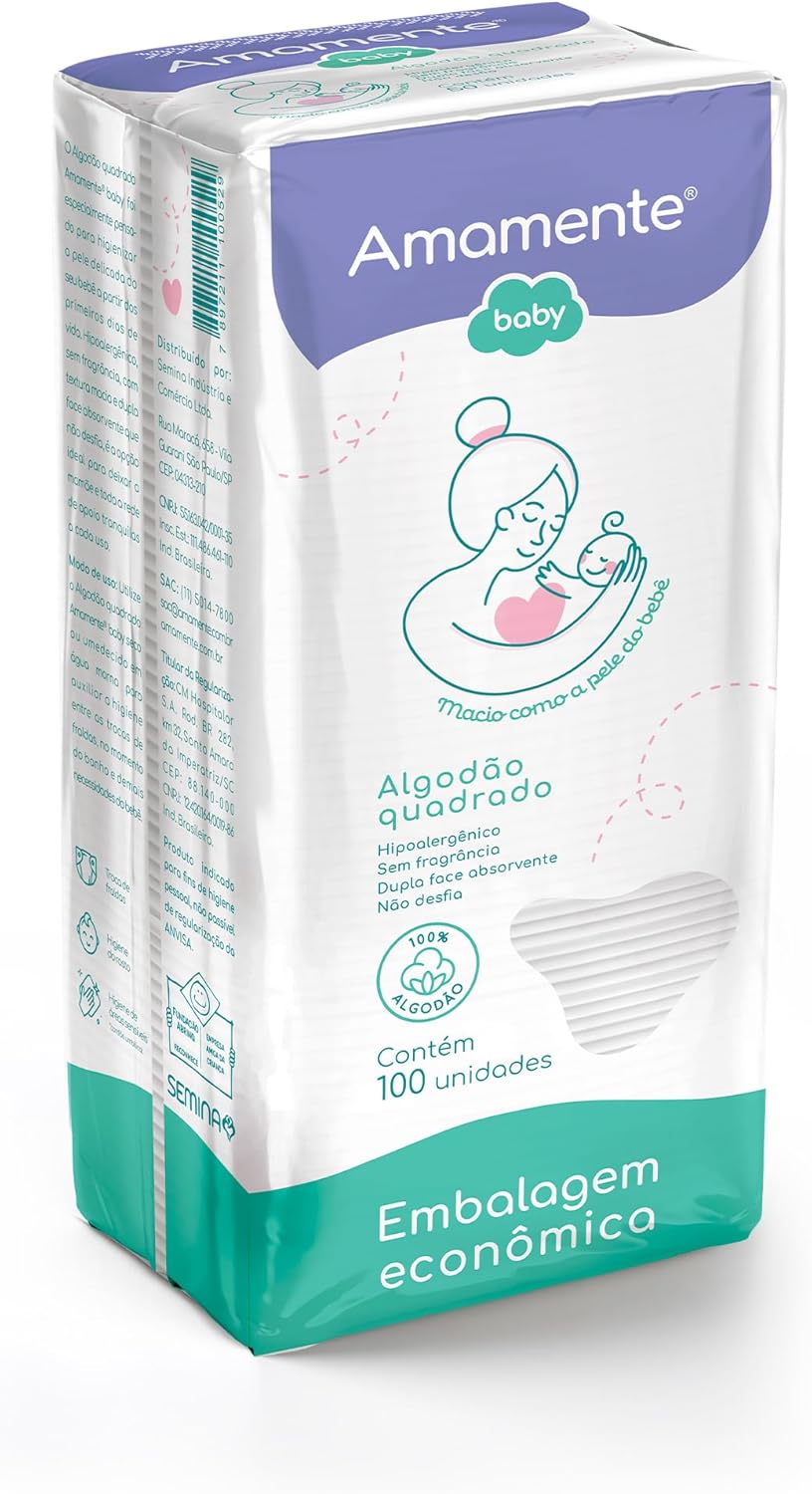 Algodão Quadrado Amamente® Baby 100 UN - Imagem 2