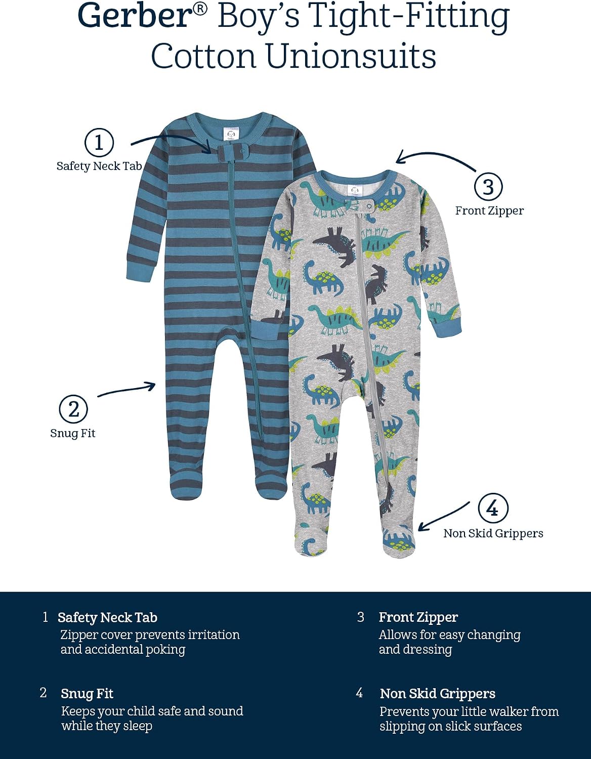 Gerber Pacote com 2 pijamas com pés para bebês meninos - Imagem 6