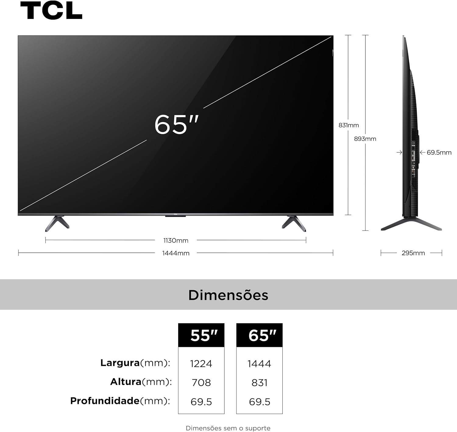 TCL QLED SMART TV 65” 65P8K 4K UHD GOOGLE TV - Imagem 4