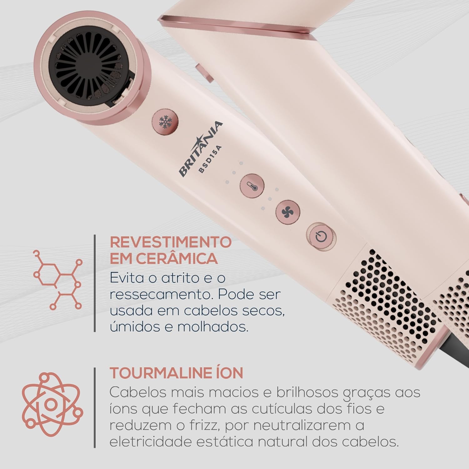 Secador de Cabelo Britânia Motor BLDC 1450W BSD15A 220V - Imagem 4