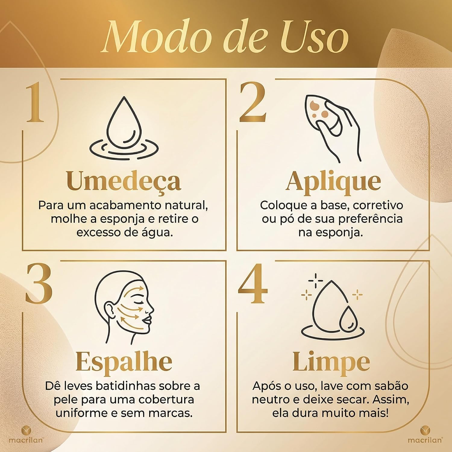 EP10 Esponja gota chanfrada para maquiagem Macrilan - Imagem 6