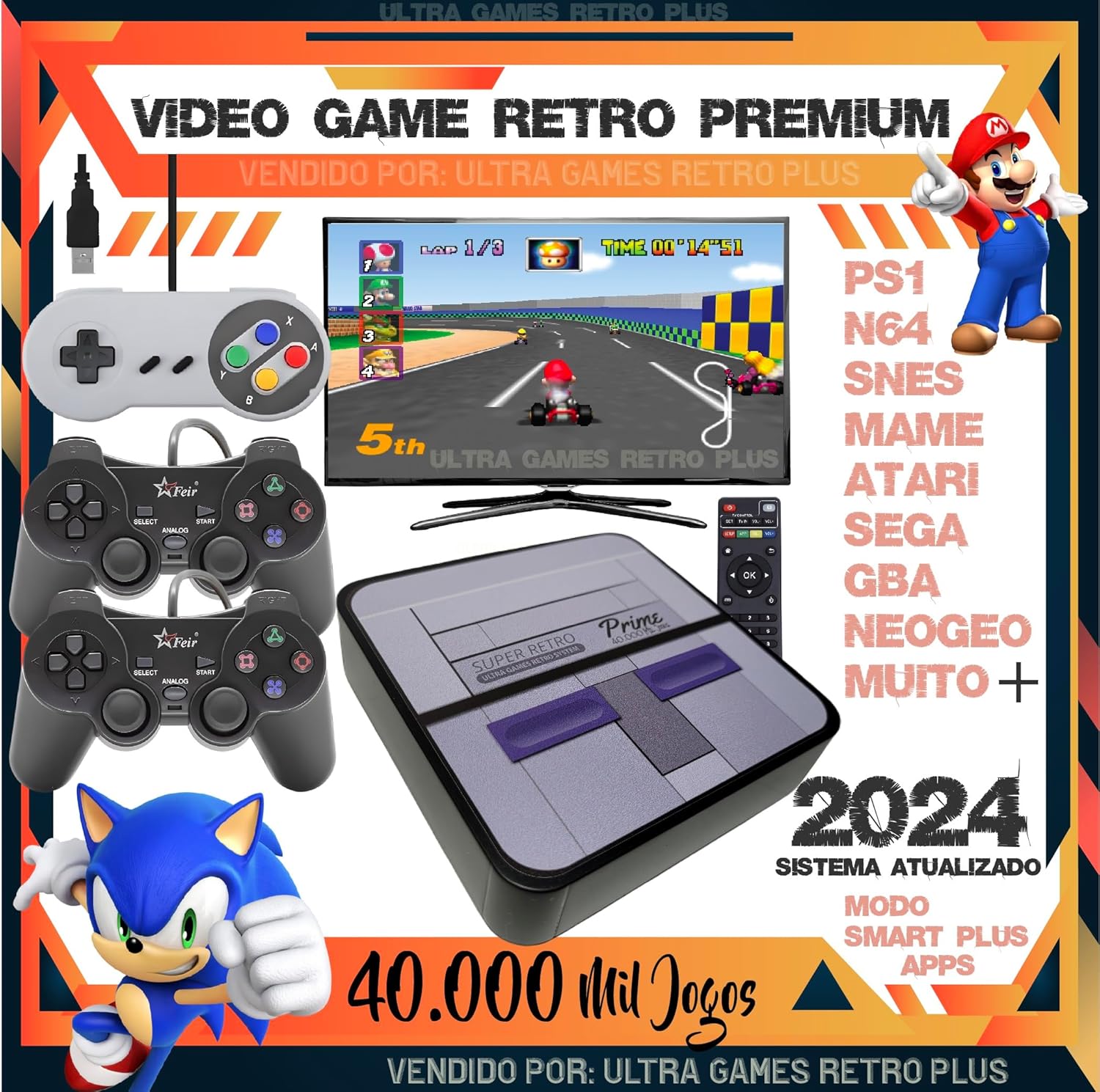 Video Game Retro Premium + 40.000 Mil jogos + 3 Controles - Imagem 2