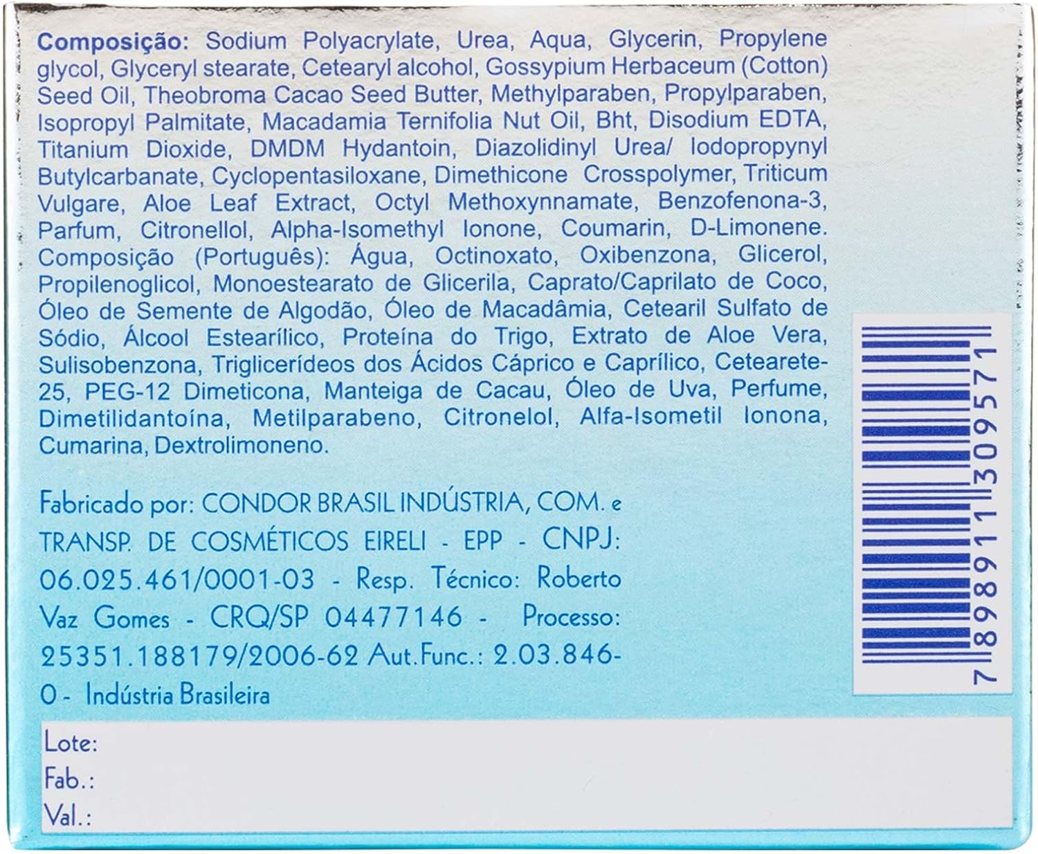 Nupill Creme Hidratante Antirrugas Tensine Fps 15 50G Azul - Imagem 5
