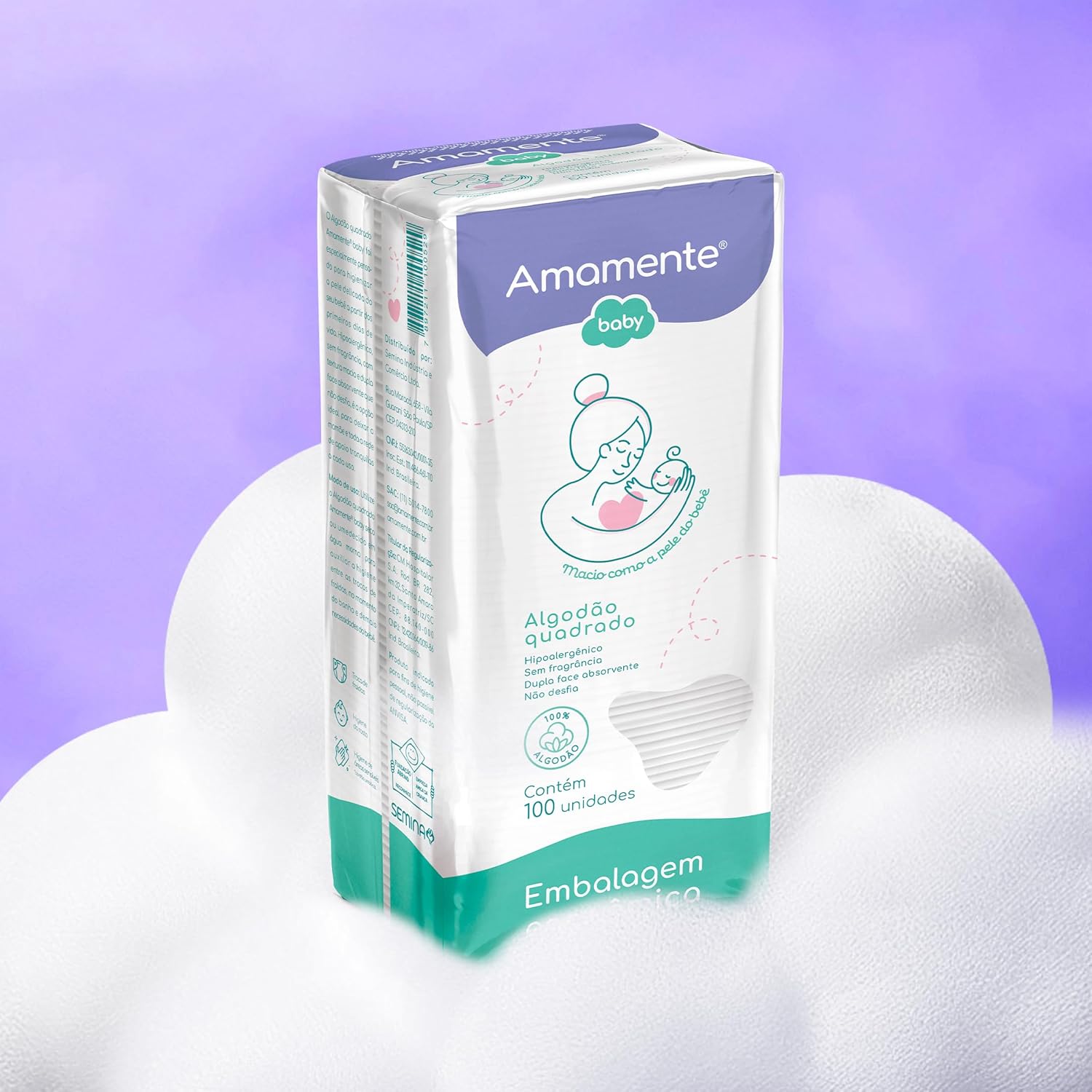 Algodão Quadrado Amamente® Baby 100 UN - Imagem 5