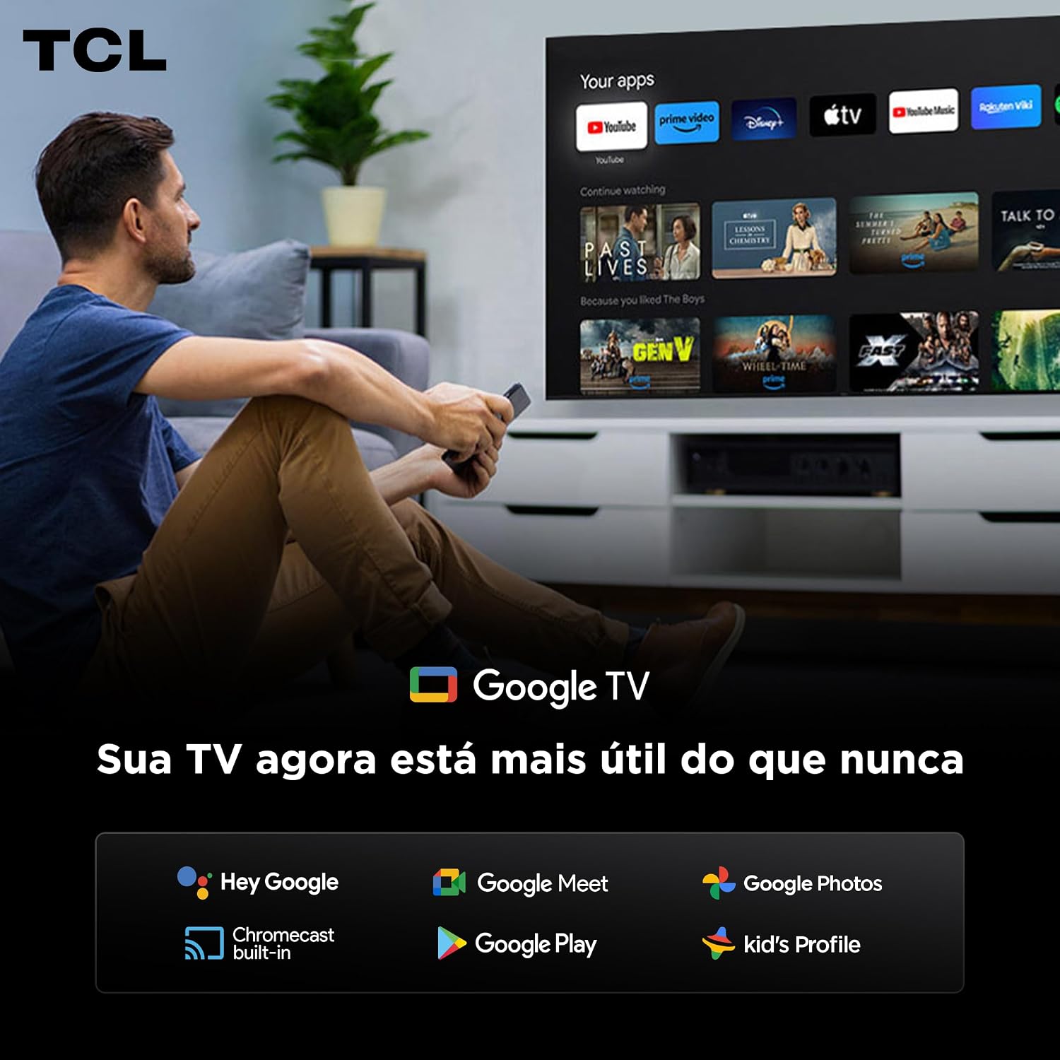 TCL QLED SMART TV 65” 65P8K 4K UHD GOOGLE TV - Imagem 9