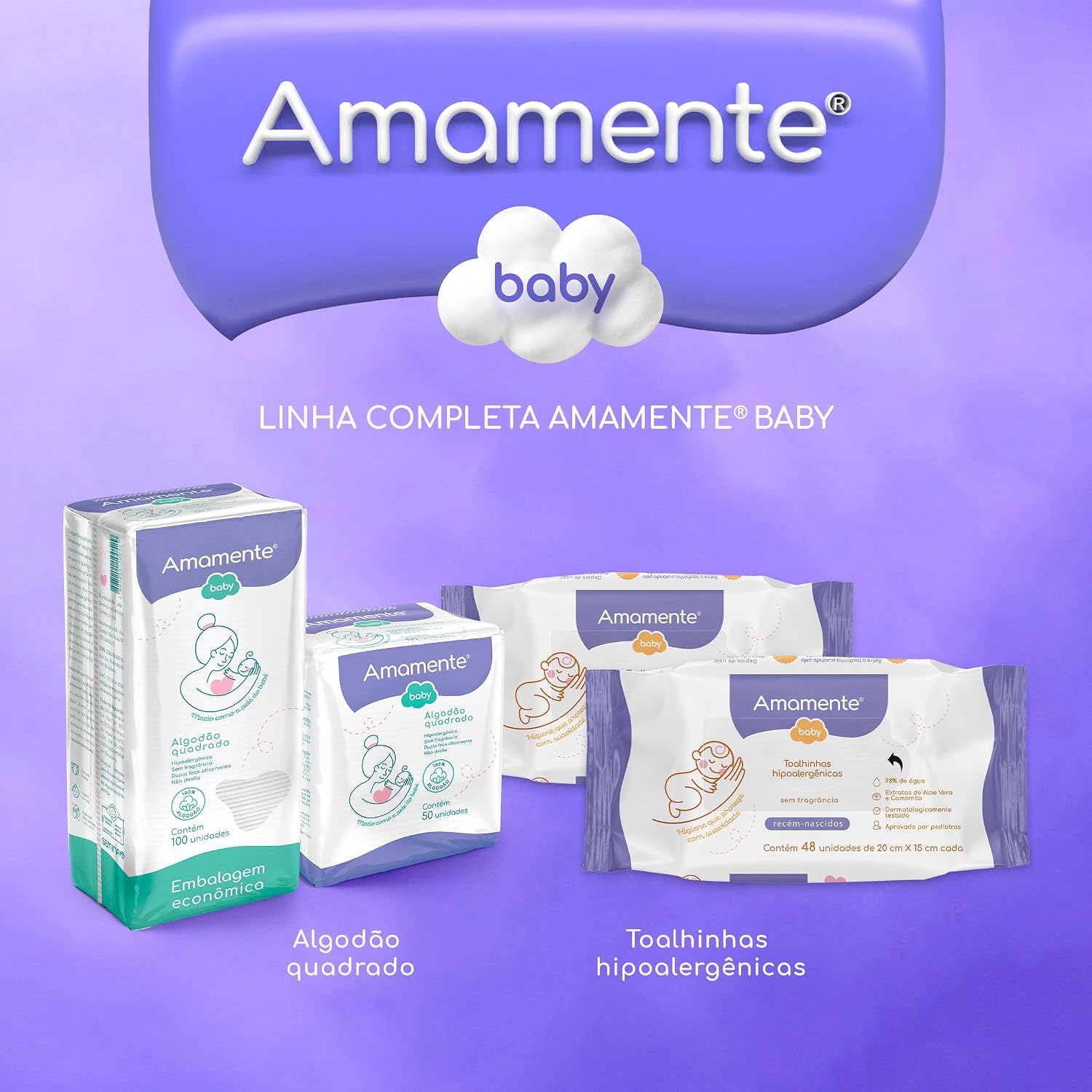 Algodão Quadrado Amamente® Baby 100 UN - Imagem 6