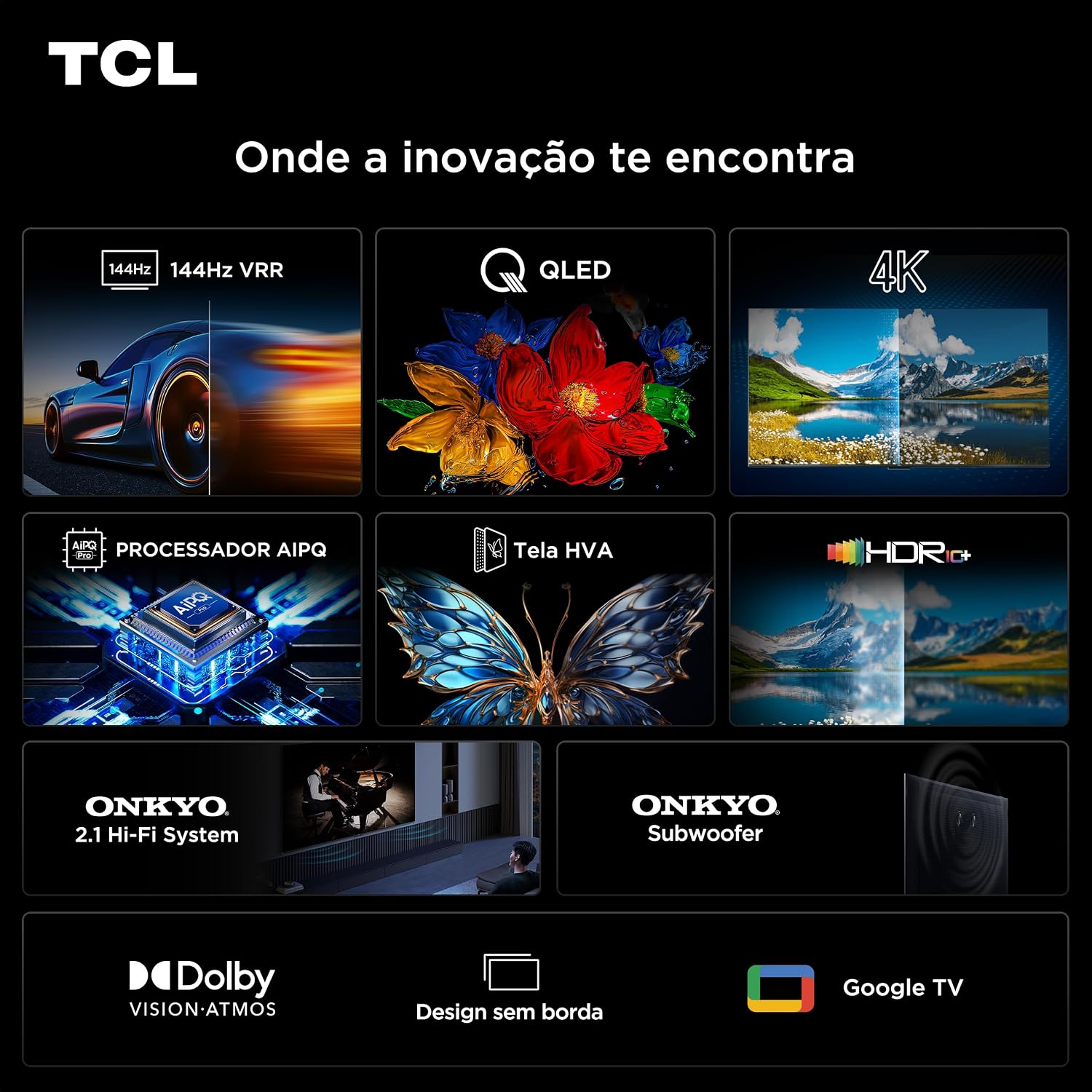 TCL QLED SMART TV 65” 65P8K 4K UHD GOOGLE TV - Imagem 5