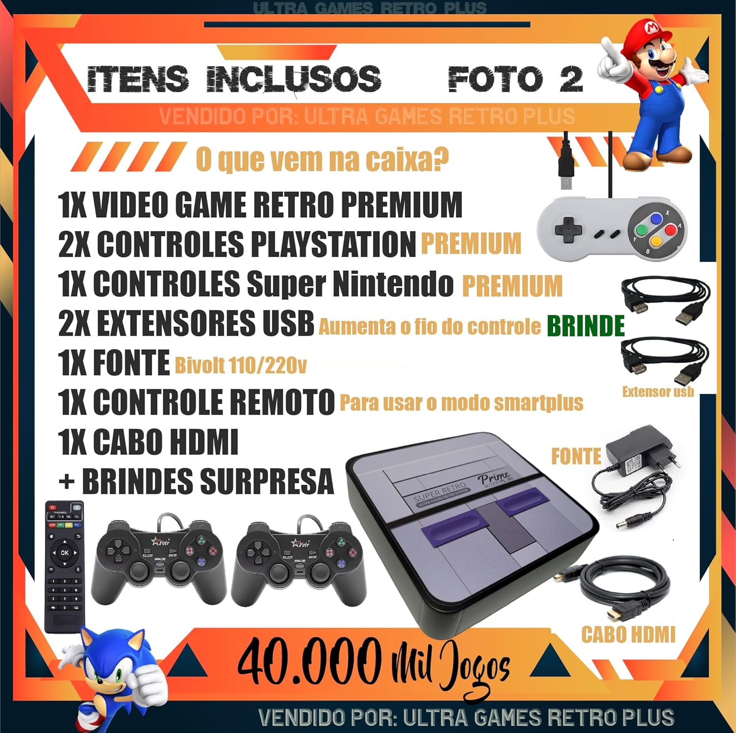 Video Game Retro Premium + 40.000 Mil jogos + 3 Controles - Imagem 3