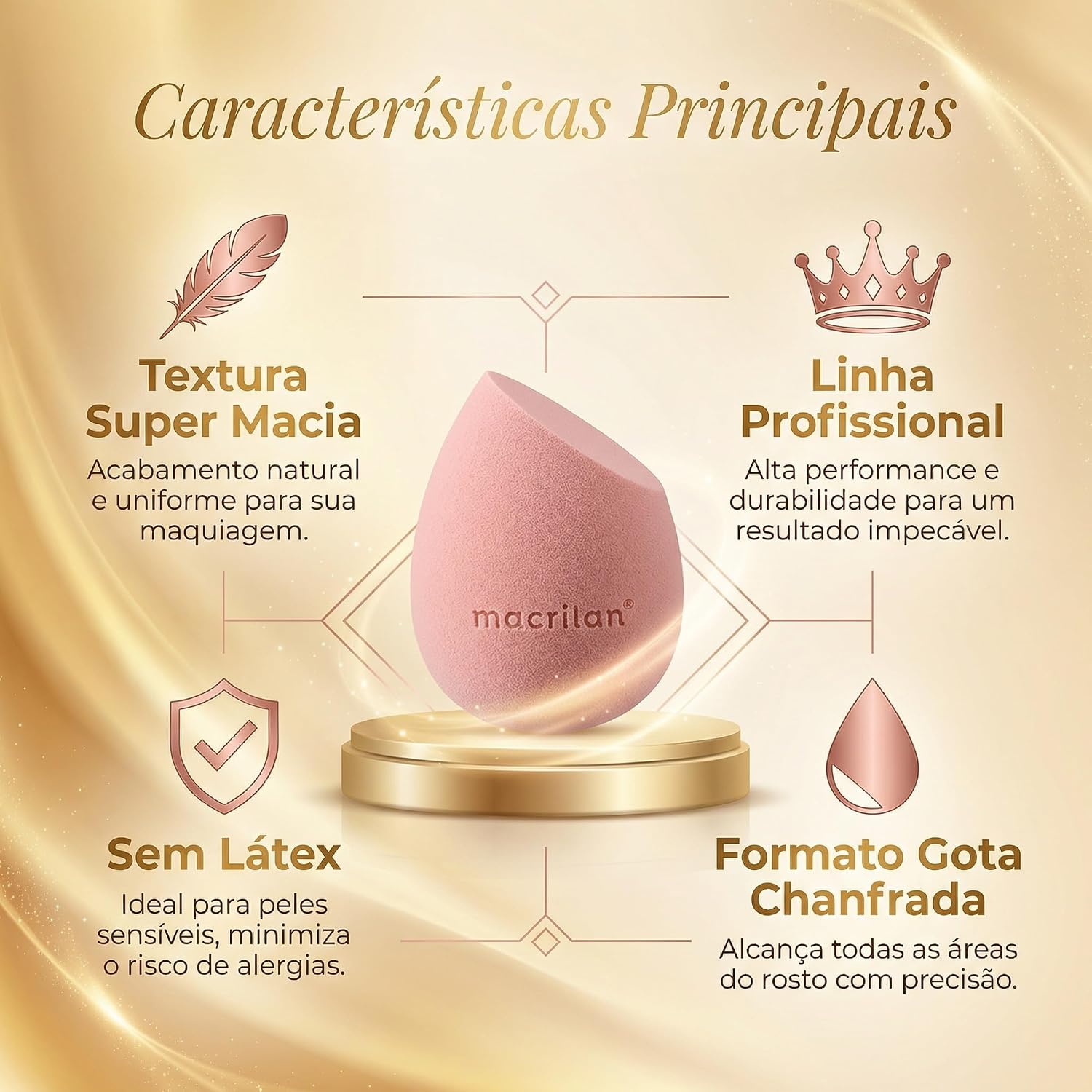 EP10 Esponja gota chanfrada para maquiagem Macrilan - Imagem 3