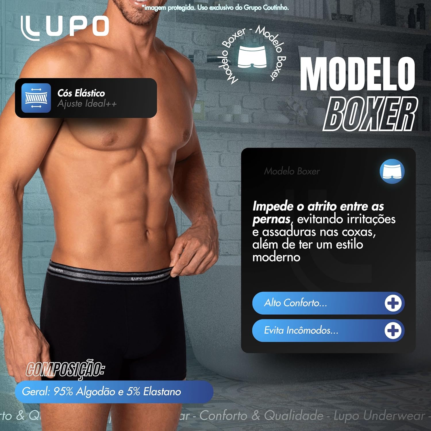 Kit 10 Cueca Boxer Lupo Algodão Cotton Respirável Masculina - Imagem 6