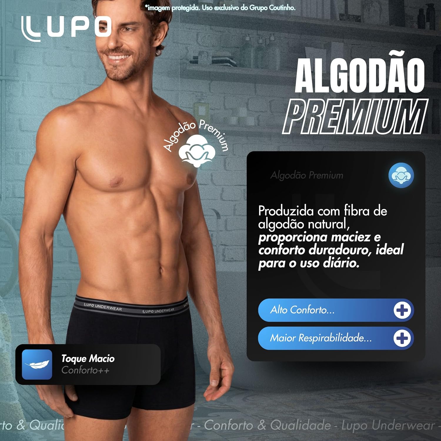Kit 10 Cueca Boxer Lupo Algodão Cotton Respirável Masculina - Imagem 4