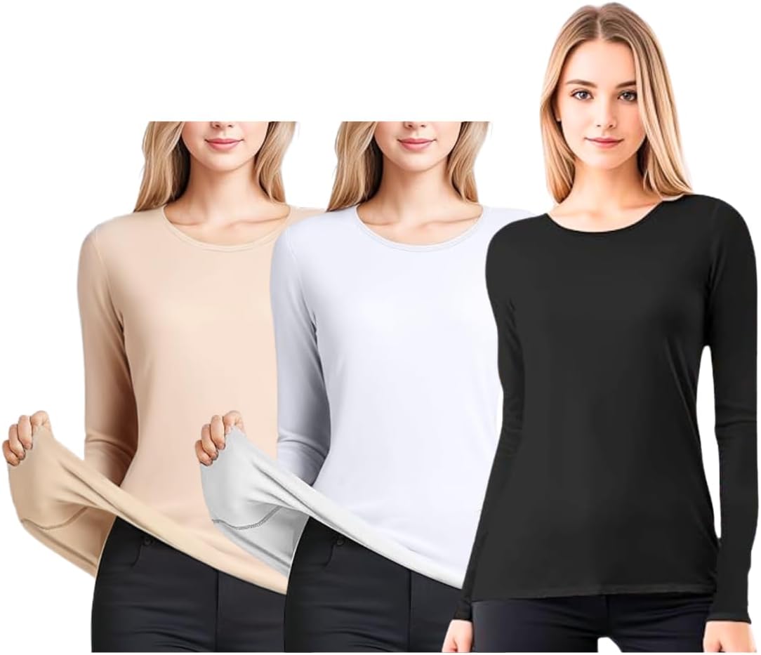 Kit 3 Blusa Térmica Manga Longa Feminina Peluciada Inverno - Imagem 2