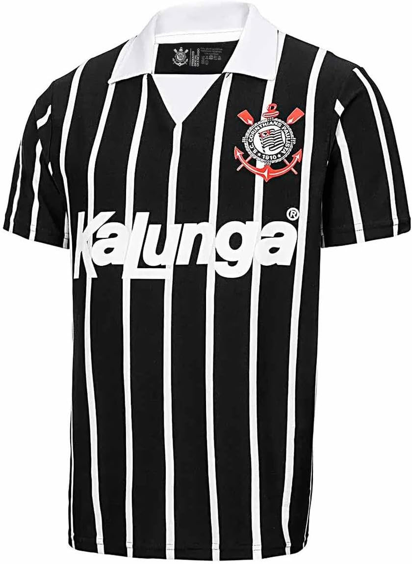 CAMISA POLO CORINTHIANS RETRÔ KALUNGA, MASCULINA, PRETA - Imagem 5