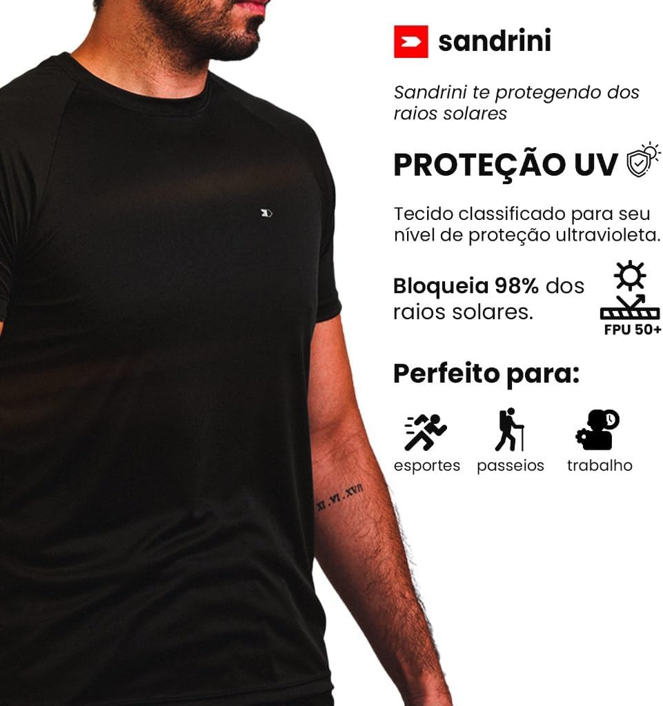 Kit 4 Camisas Dry-fit Sandrini Masculina Academia Treino Uv - Imagem 10