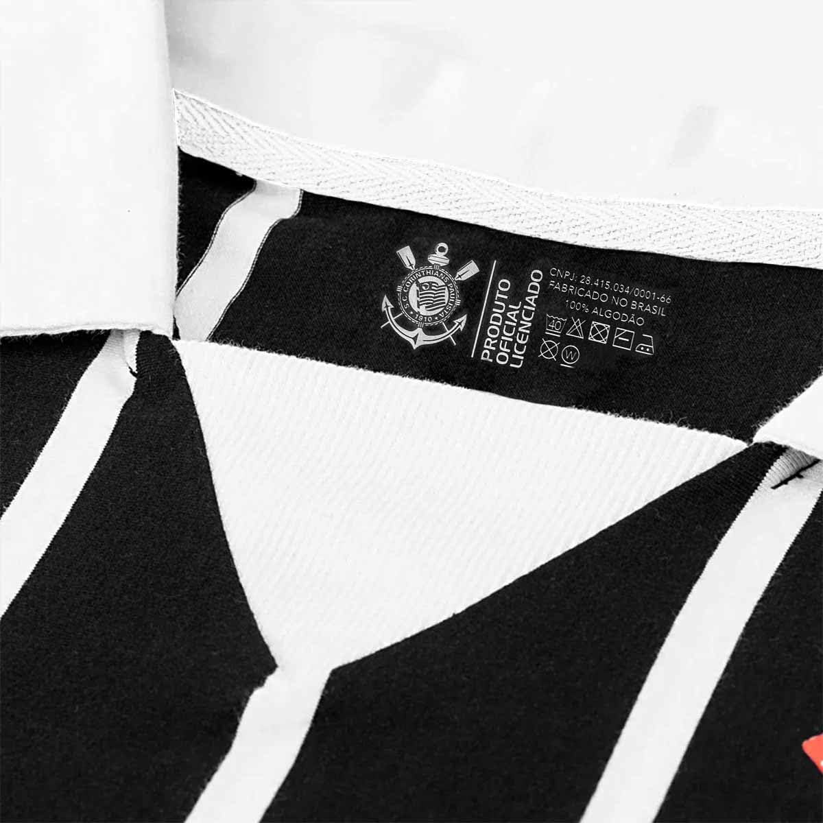 CAMISA POLO CORINTHIANS RETRÔ KALUNGA, MASCULINA, PRETA - Imagem 7