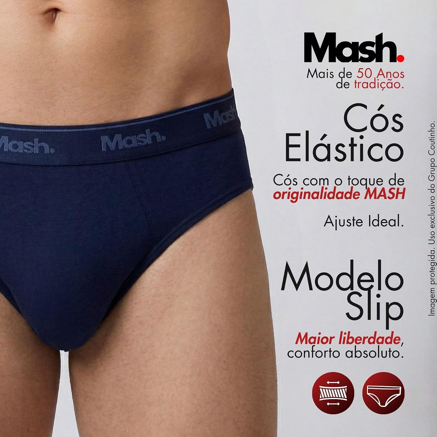 Kit 10 Cuecas Slip Algodão Cotton Hipoalergênica Masculino Mash - Imagem 5