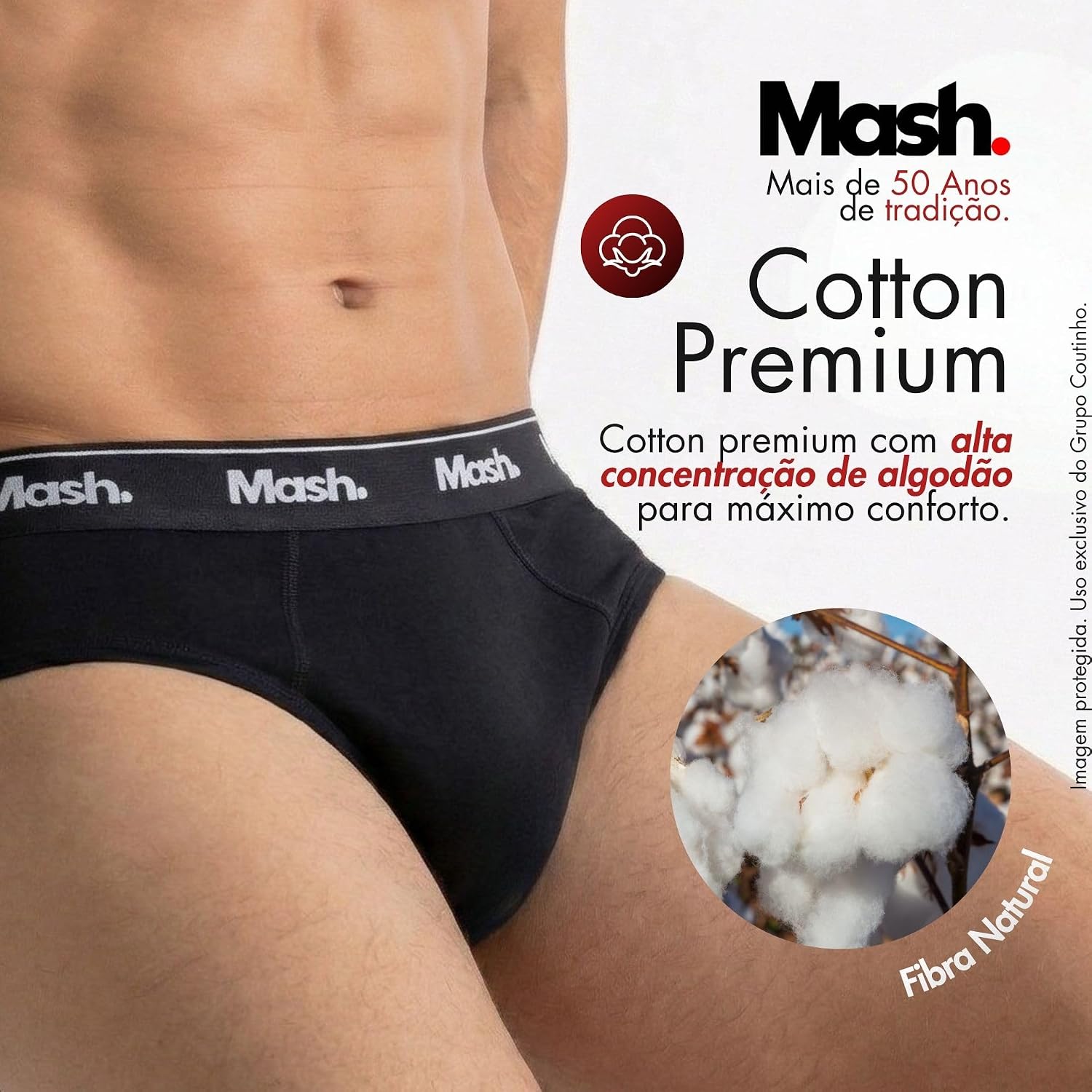 Kit 10 Cuecas Slip Algodão Cotton Hipoalergênica Masculino Mash - Imagem 4