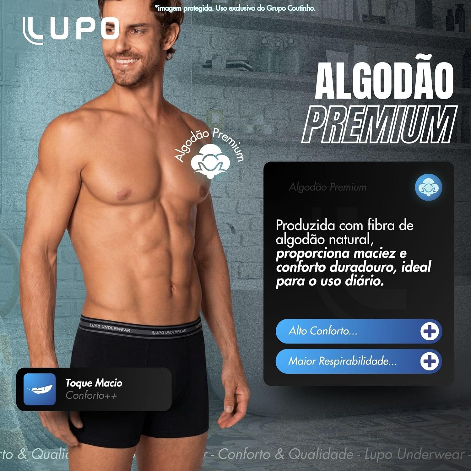 Kit 4 Cuecas Lupo Masculinas Boxer Algodão Macio Confortável Original - Imagem 4