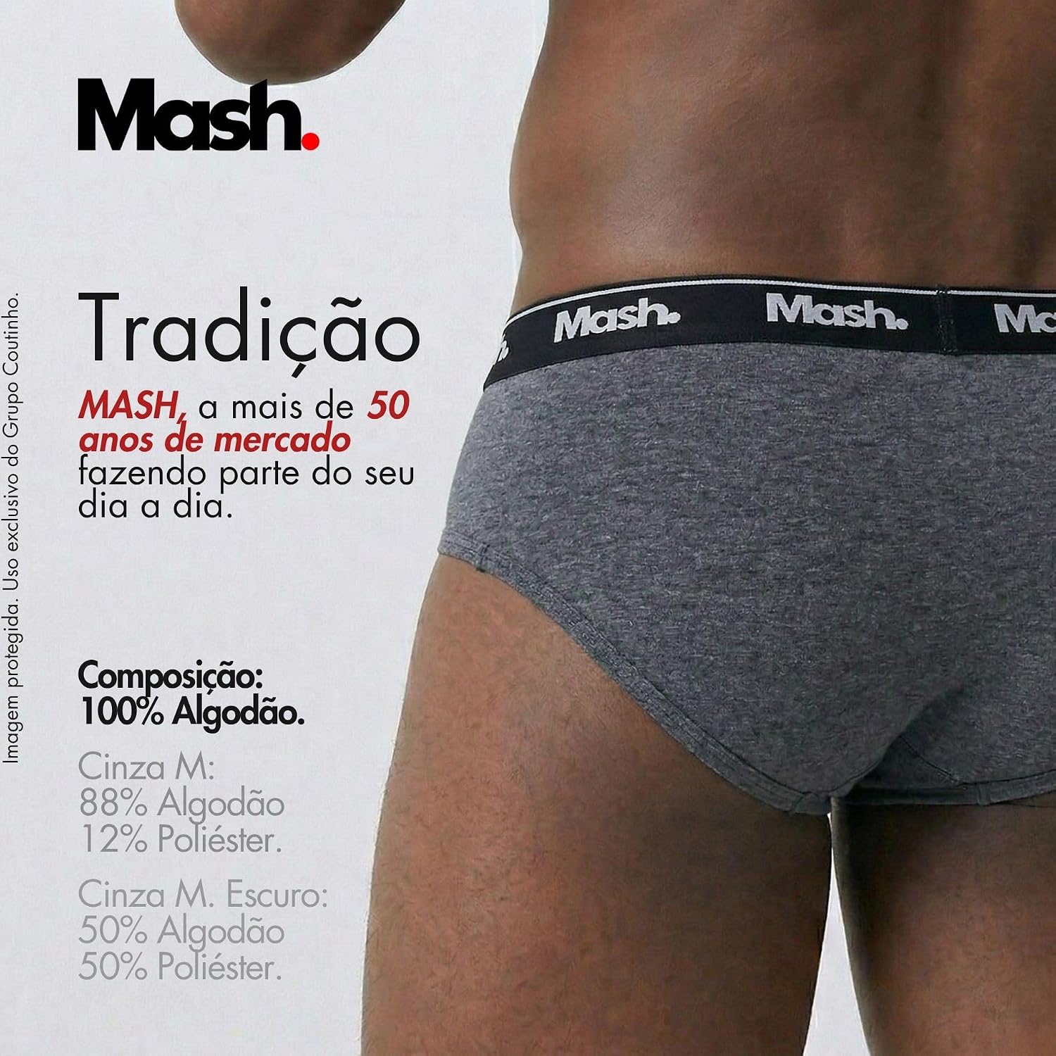 Kit 10 Cuecas Slip Algodão Cotton Hipoalergênica Masculino Mash - Imagem 6