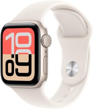 Apple Watch SE 3 GPS, Caixa em alumínio luz das estrelas de 40 mm com Bracelete desportiva luz das estrelas – P/M Apple Watch SE 3 GPS, Caixa em alumínio luz das estrelas de 40 mm com Bracelete desportiva luz das estrelas – P/M