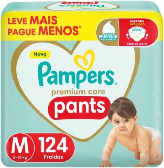 Fralda Pampers Premium Care Pants Tamanho M, Fácil de Vestir, 124 Unidades Fralda Pampers Premium Care Pants Tamanho M, Fácil de Vestir, 124 Unidades