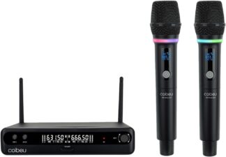 Microfone Sem Fio Duplo UHF, Microfone Dinamico Karaoke, 2 Microfones de Mão com Receptor, Saídas XLR/6,35 mm, Alcance até 50 m, Bateria Recarregável Type-C, para Karaokê, Igrejas, Palcos e Eventos Microfone Sem Fio Duplo UHF, Microfone Dinamico Karaoke, 2 Microfones de Mão com Receptor, Saídas XLR/6,35 mm, Alcance até 50 m, Bateria Recarregável Type-C, para Karaokê, Igrejas, Palcos e Eventos