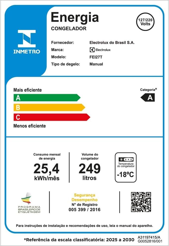 Freezer Vertical Electrolux Efficient 249L SmartBivolt Inverter (FEI27T) Branco - Bivolt - Imagem 7
